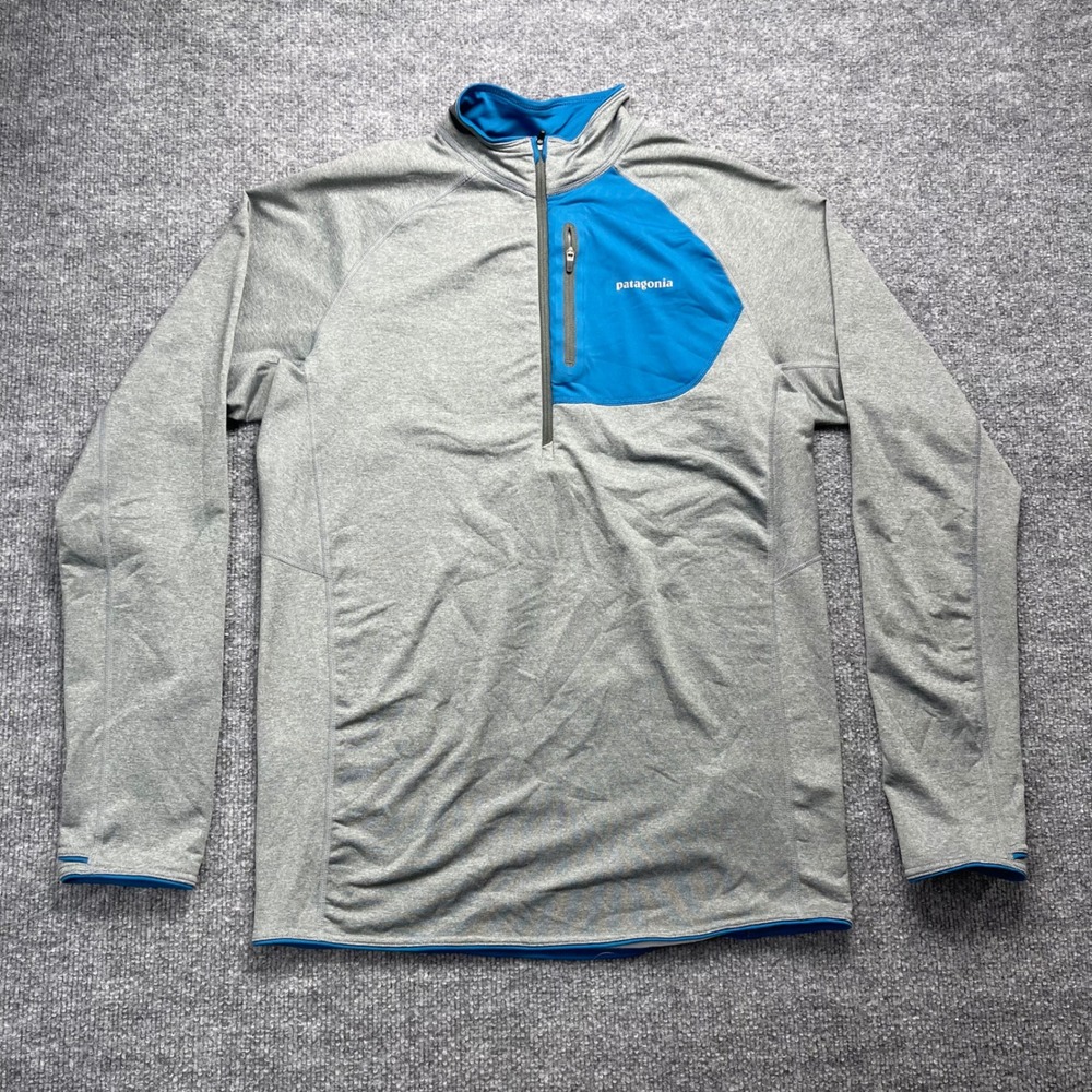 Patagonia Thermal Speedwork Zip Neck Pullover Mens S Gray Blue Fleece STY24225